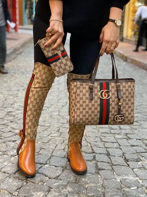 gucci boots matching pocketbook